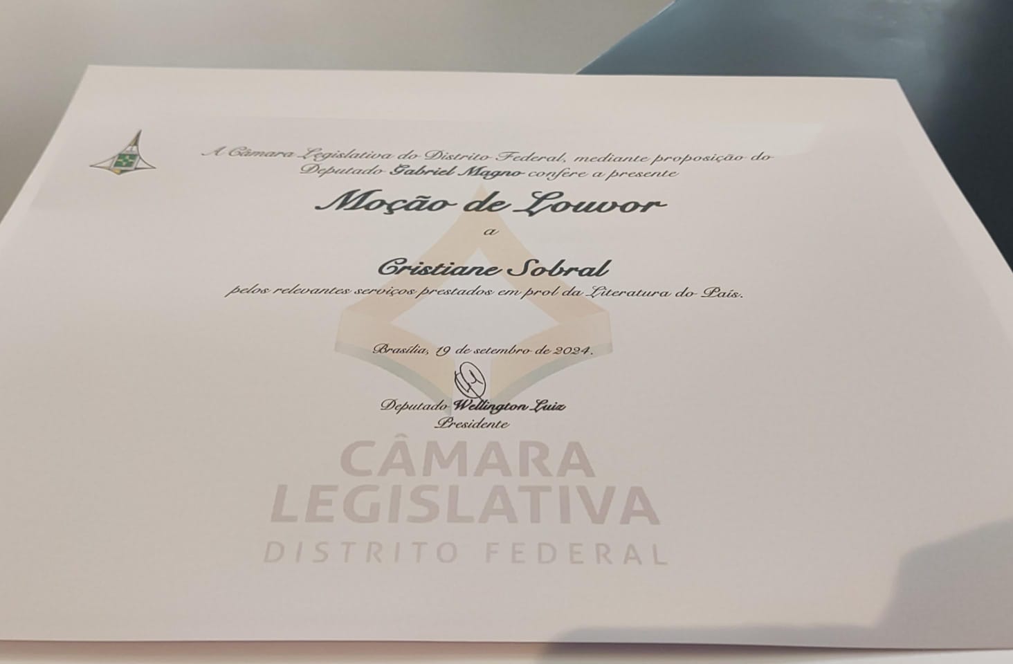 Moção de Louvor a Cristiane Sobral